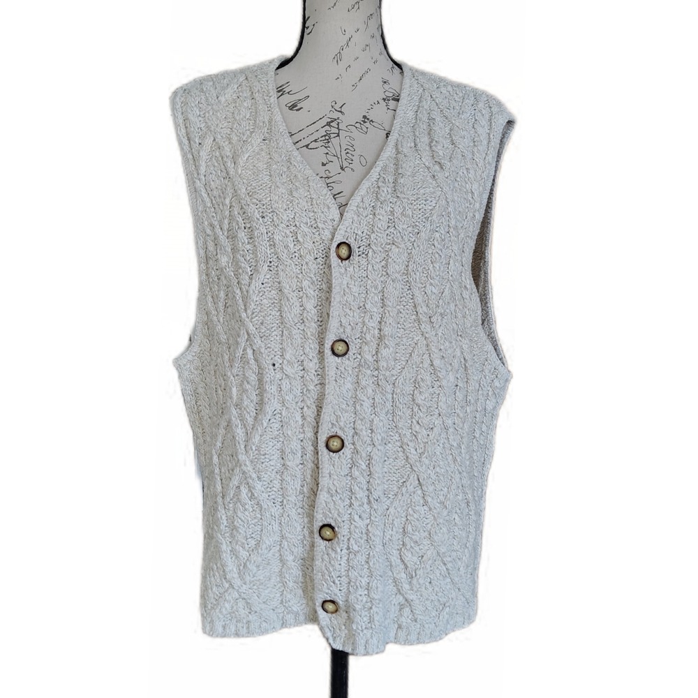 Vintage 90s Structure Le Collezioni Cable Knit Sweater Vest Medium Fisherman